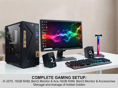 Full Gaming Setup , Cpu, Keyboard, Headphone stand and Speakers