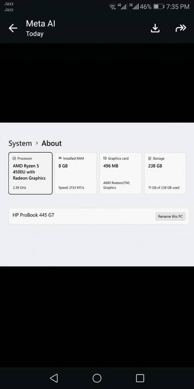 HP ProBook 445 G7 Ryzen 5 4500U-8GB/256GB