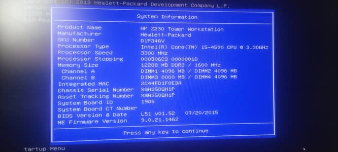 hp z240. i-5 4th generation
