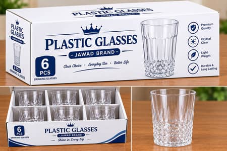 Premium plastic Glasses 6 piece.
