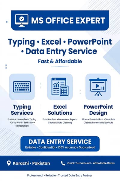 fast typing & Data Entry Expert in karachi