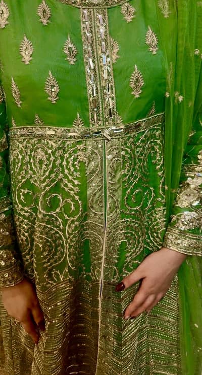 Maryam & Maria Parrot Green Embroidered Ready-to-Wear Dress – Medium