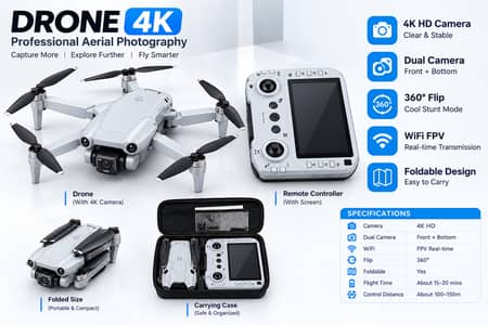 Mini 4 Drone Dual Camera HD Moveable Remote Display 03020062817