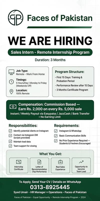 Instagram lead generation sales internship