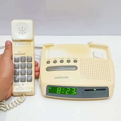 Vintage 1990s Audioline Clock AM/FM Radio Telephone | Made in England