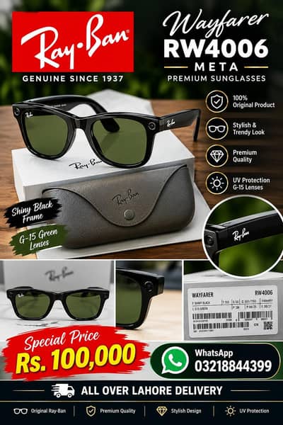 Original Ray-Ban Wayfarer RW4006 Meta Sunglasses | Black Frame |