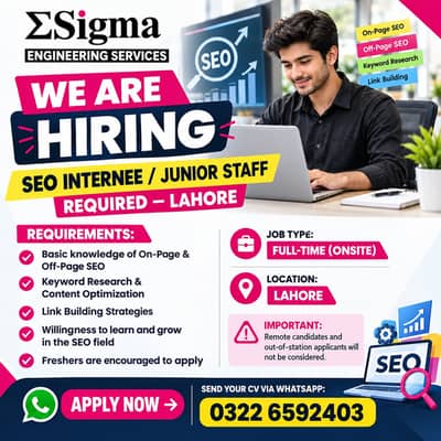 SEO Job || Fresher/Expert || Office Job || SEO Job In Lahore