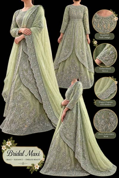 Bridal maxi----- pista green color