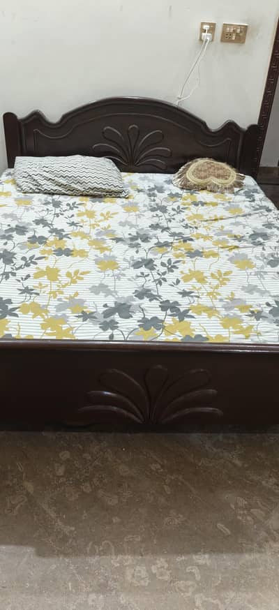 Double Bed with Mattress – Good Condition