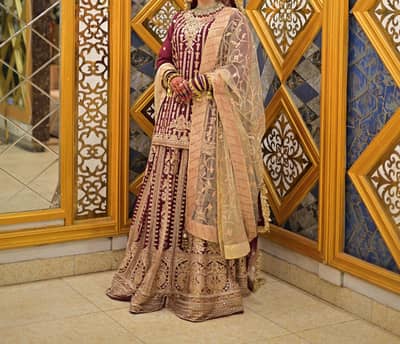 Maroon Bridal Lehenga Choli - Heavy Work - Worn Once - Medium