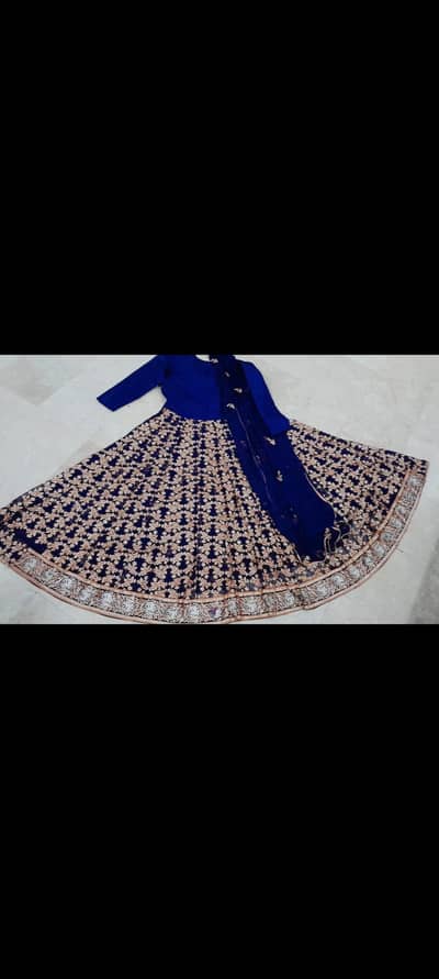 Navy blue full length maxi 1 time wear only