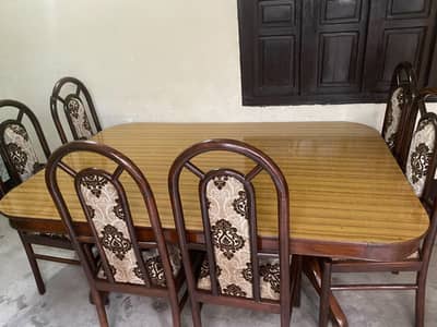 Modern wooden dining table smooth finishing 6 seater