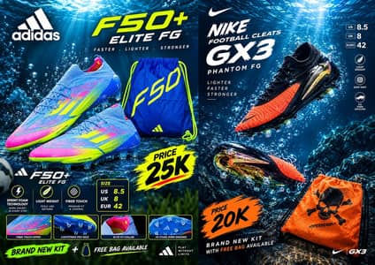 Adidas F50+ Elite FG & Nike Phantom GX3 FG Football Cleats Brand New