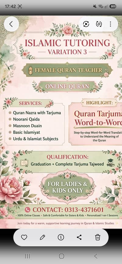 Quran Teacher for kids and femal