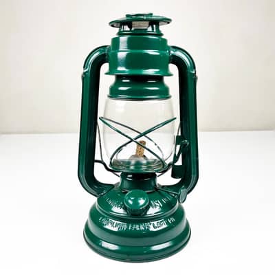 1970s “Lamplight Farms” Hurricane Metallic Lamp with Clear Glass