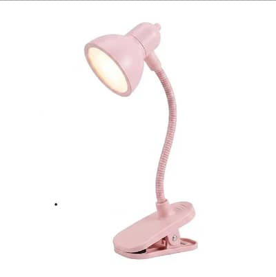 Clip On Study Lamp - Flexible Neck - Warm LED - Pink & White Color