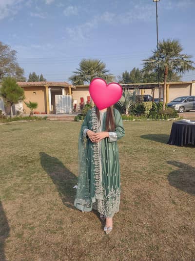 Net gown with dupatta and trouser (only one hour used)