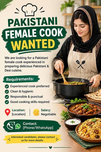 female cook wanted