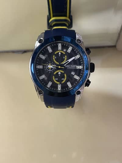 Megir Men Chronograph Sports Quartz Watch - Blue