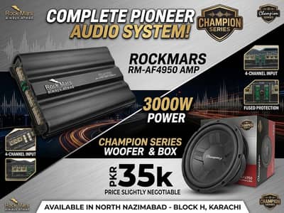 Rockmars 3000W 4-Ch Amp + Pioneer Champion Series Subwoofer with Box