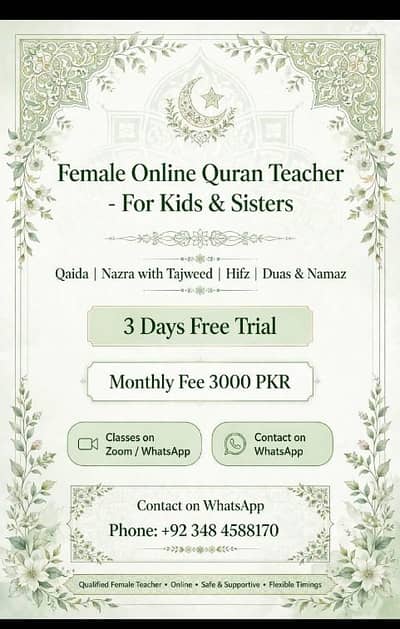 Female Quran Teacher Hafiza online Quran Classes with Tajweed for kids