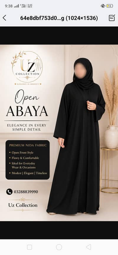 Black jeorjat plain open Abaya