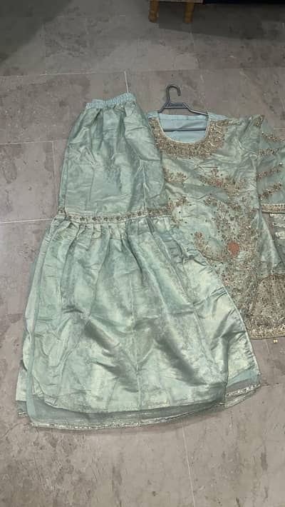 Designer Heavy Fancy Gharara Suit 3-Piece Mint Green