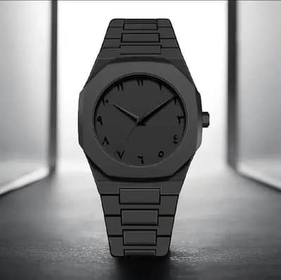 Men's Carbon Fiber Black Arabic Aura Watch