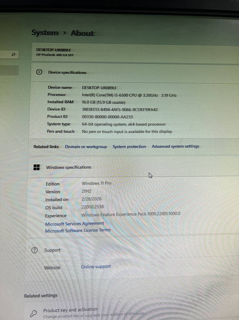 Hp i5/6 generation 4