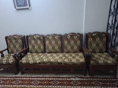 Solid Sheesham Wood 5-Seater Sofa Set (3+1+1) – Genuine Hardwood