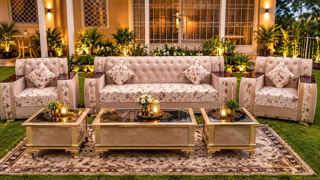 mini sofa and full size sofa with table 0