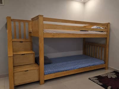 Wooden Bunk Bed with Storage Stairs