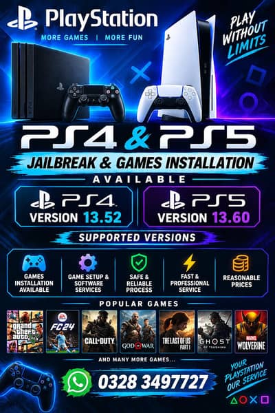 PS4 & PS5 Jailbreak And Games installation Aviliabe