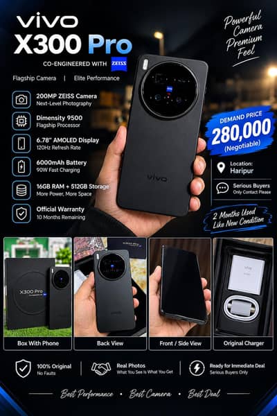 Vivo X300 Pro 16/512GB Black – PTA Approved