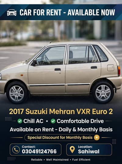Rental Car Service for Family/Office/Company on monthly Basis