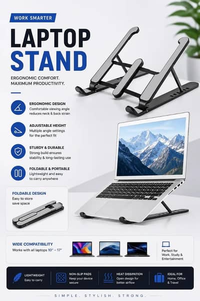 Adjustable Laptop Stand - Creative Folding, Portable