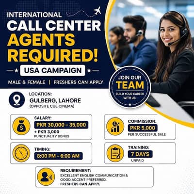 Call Center Agents Required | USA Campaign | Male & Female
