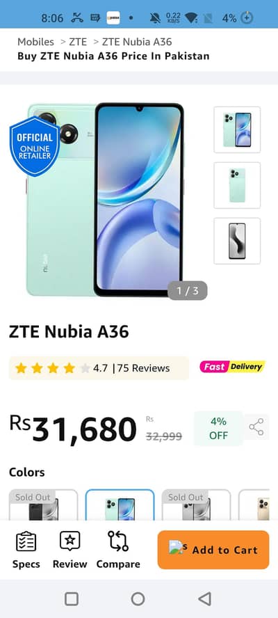 nubia a36 4+8 ram 64 gb memory