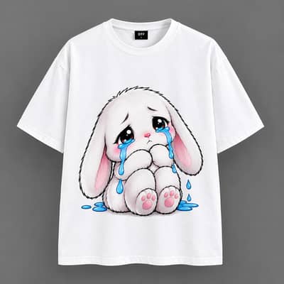Cute Crying Bunny T-Shirt DTF