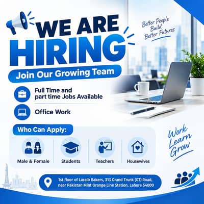 We are hiring males and females for full time and part time work.