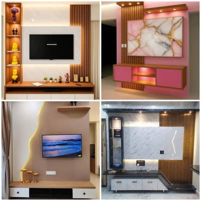 Media wall - Tv unit - Pvc media wall work- Wood work
