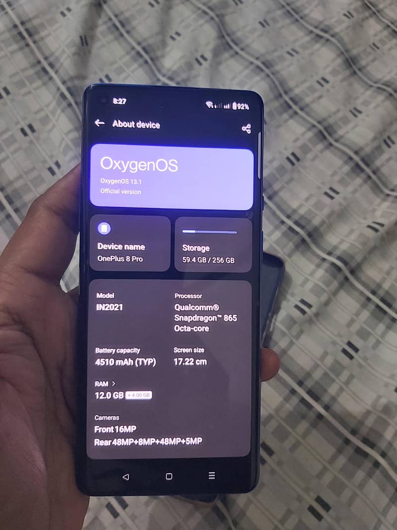 One plus 8pro 12+4/256 3