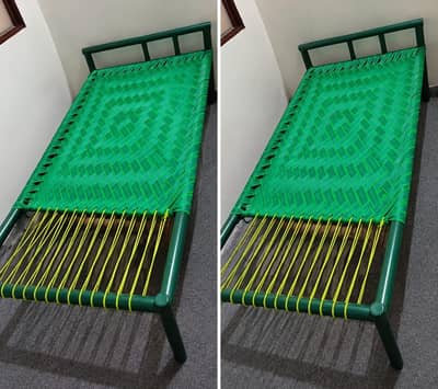 Beautiful Green Charpai / Single Bed – Strong & Well Maintained