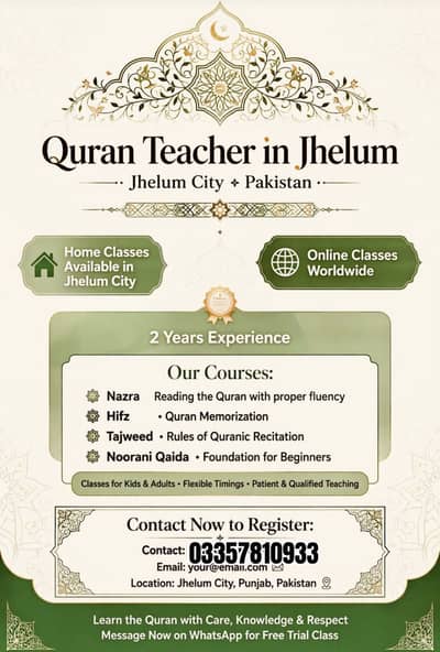 Quran classes Home tuition in Jhelum