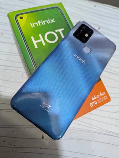 Infinix Hot 10 Mobile & Box And Charger Og Glass 4gb Ram 64gb Rom PTA