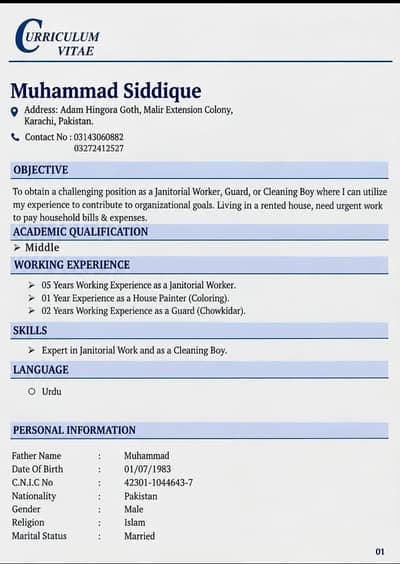 Need a job (helper pion office boy etc)