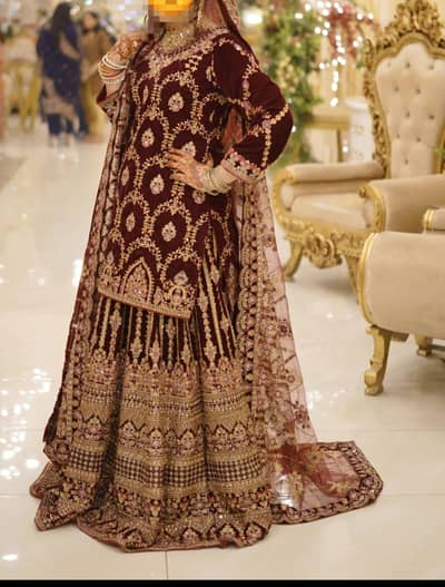 Bridal velvet lehnga for sale