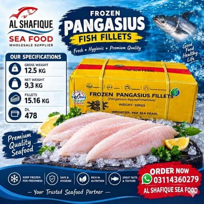 Pangasius flat finger fish 9.5 kg net weight