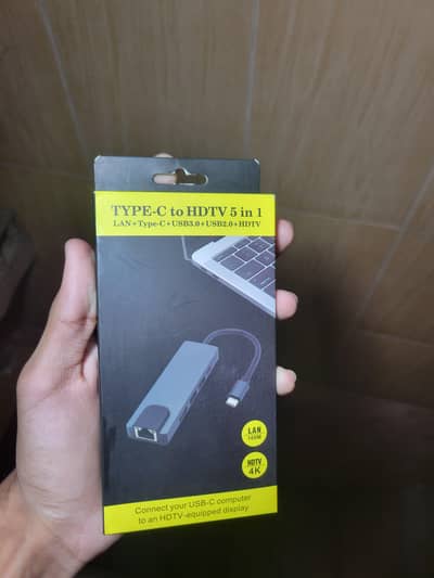 Type C to Hdmi + Lan wifi port for gaming + 2 usb ports + Type c port
