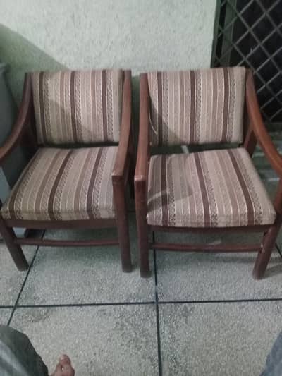 Two pairs of wooden Sofa Chairs.